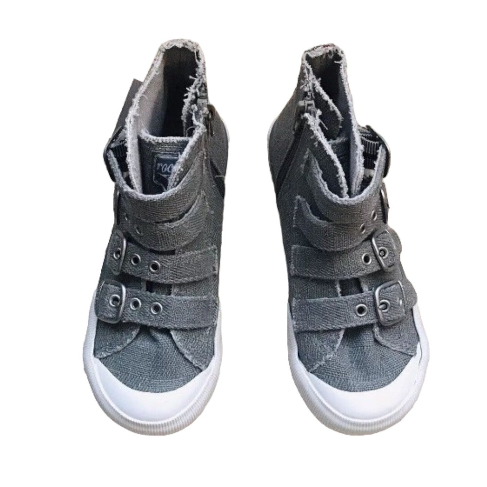 Rocket Dog Girl Gray Fabric Zip Up Buckle‎ Fashion Mid Sneakers US 11 Kids Shoes